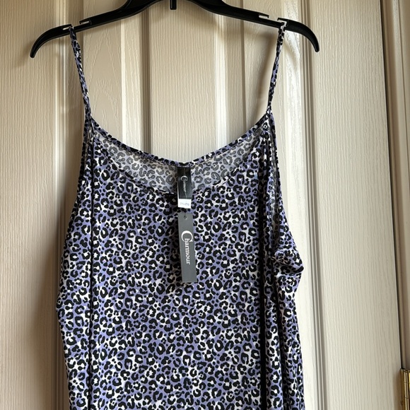 NWT CHARMOUR COOL PURPLE BLACK BEIGE ANIMAL PRINT CHEMISE PJ GOWN 2X - Picture 2 of 8
